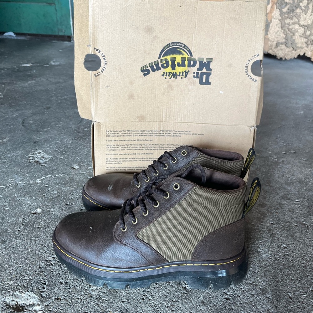 Dr. Martens Men's Dark Brown and Olive Boots